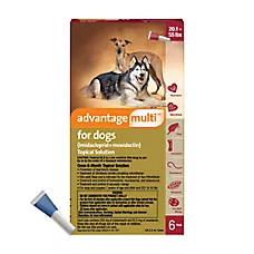 Advantage Multi Topical Solution for Dogs, 20.1-55 lbs (Red), 1 or 6 Month Supply