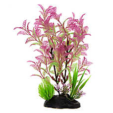 Top Fin? Artificial Striped Leaf Aquarium Plant - Fish Tank Plant Decor - 8 in