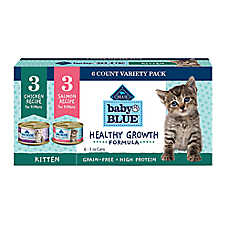 Blue Buffalo Baby BLUE Kitten Wet Cat Food Variety Pack - Chicken & Salmon, 6 Count