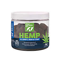 Only Natural Pet Dog Hemp Allergy, Skin & Coat Soft Chew Supplement with Fatty Acids - 60 ct, 120 ct