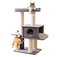 PetPals Extra Heavy Duty Cat Tree W/ Durable Condo, Removable Bed, Scratching Post & Grooming Brush