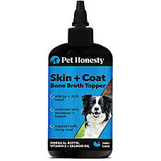 Pet Honesty Dog Skin + Coat Bone Broth Topper with Omega-3 & Salmon Oil - Turkey. 12 fl oz