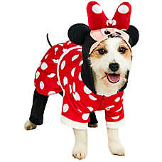 Rubie's Pet Shop Halloween Minnie Mouse Plush Hooded Jumpsuit Dog & Cat Costume