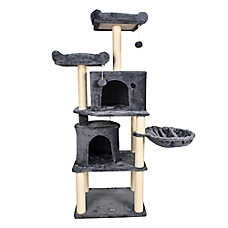 GOOPAWS Multi-Level Cat Tree Tower, Faux Fur Cat Furniture, 60 Inch