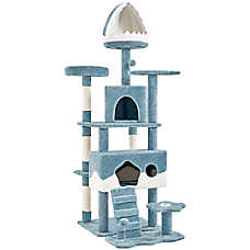 Yaheetech Cat Tree-Ocean-Themed Cat Tower, Multi-Level with Shark's Mouth Bed & 2 Big Condos