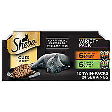 Sheba? Perfect Portions Adult Wet Cat Food - Chicken & Turkey, Cuts in Gravy, Variety Pack, 12 CT