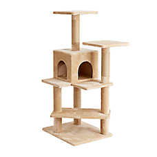 Two By Two The Evergreen 50-in Faux-Fleece Cat Tree & Condo, Beige