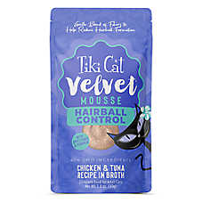 Tiki Cat? Velvet? Adult Wet Cat Food - Mousse, Hairball, Chicken & Tuna, 2.4 OZ