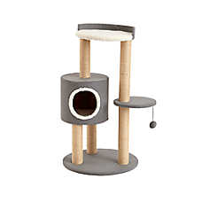 Two By Two The Oak 39-in Felt Cat Tree & Condo, Grey