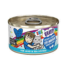 Weruva B.F.F. OMG Gravy! For Land & Sea Lovers Wet Cat Food - Minced in Gravy, 2.8 OZ, Can