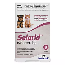 Selarid (selamectin) Topical for Kittens/Puppies Up to 5 lbs (Mauve Box), 3 Month Supply