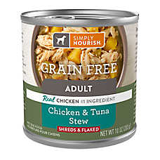 Simply Nourish? Grain Free Wet Dog Food - Shreds & Flaked, Chicken & Tuna Stew, 10 oz