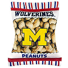 Pets First Michigan Wolverines Plush Peanut Bag Dog Toy