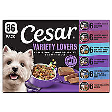 Cesar? Home Delights & Classic Loaf in Sauce Wet Dog Food - Beef & Chicken Variety Pack, 36 Count