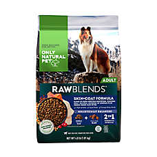 Only Natural Pet RawBlends Adult Dog Food - Kibble With Raw Bites, Skin + Coat Formula