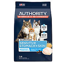 Authority? Sensitive Stomach & Skin Cat Dry Food - Ocean Whitefish & Rice, With-Grain