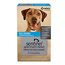 Sentinel Spectrum Chews for Dogs 50.1-100 lbs Blue - 6 Chews (6 Month Supply)
