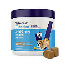 Vetnique Glandex Boot the Scoot Dog Anal Gland Support Fiber Soft Chews, Peanut Butter, 60 Ct