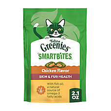 Greenies&trade; Feline Greenies SmartBites Skin and Fur Health Adult Cat Treats - Chicken